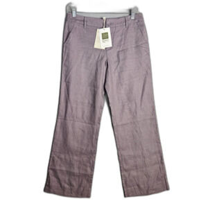 New Garnet Hill European Linen 2P Purple Wide Leg Pants Mid Rise